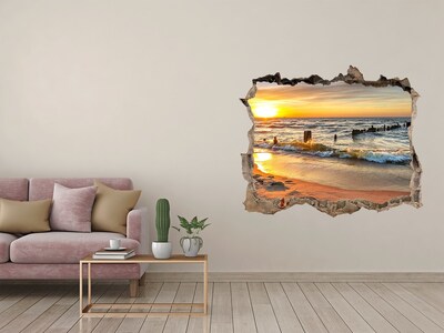 Hole wall sticker Sunset over the sea