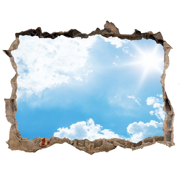 Hole in the wall sticker Blue sky with clouds