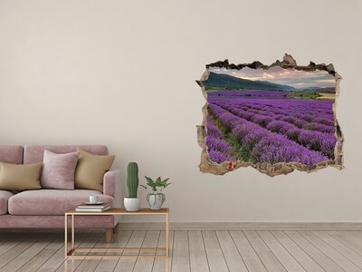 Hole in the wall sticker Lavender fields in the rays of the setting sun