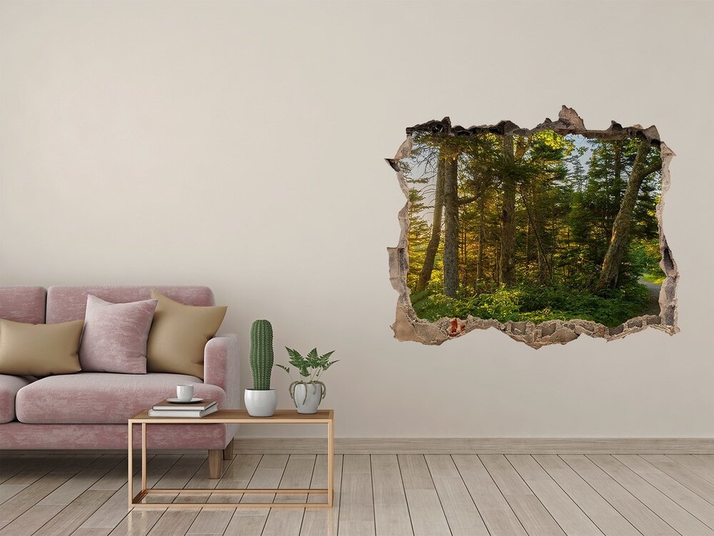 3D wall hole wallpaper Forest