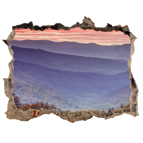Hole wall sticker Mountain landscape at sunrise