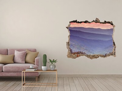 Hole wall sticker Mountain landscape at sunrise