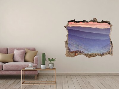 Hole wall sticker Sunset of the mountain