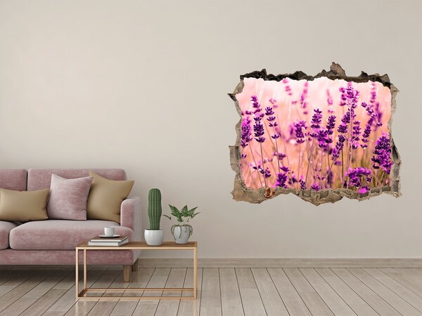 Hole in the wall decal Lavender flower meadow