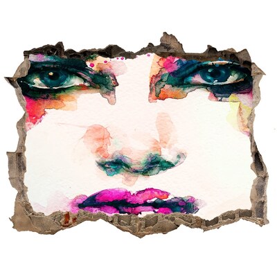 Hole in the wall sticker A colorful portrait in a hole in the wall