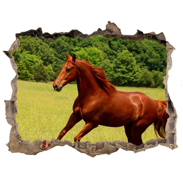 Hole in the wall sticker Galloping Horse in a Scenic Meadow