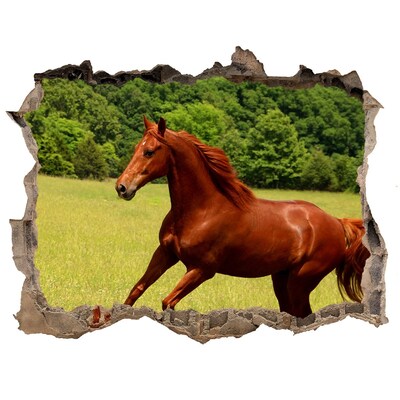 Hole in the wall sticker Galloping Horse in a Scenic Meadow
