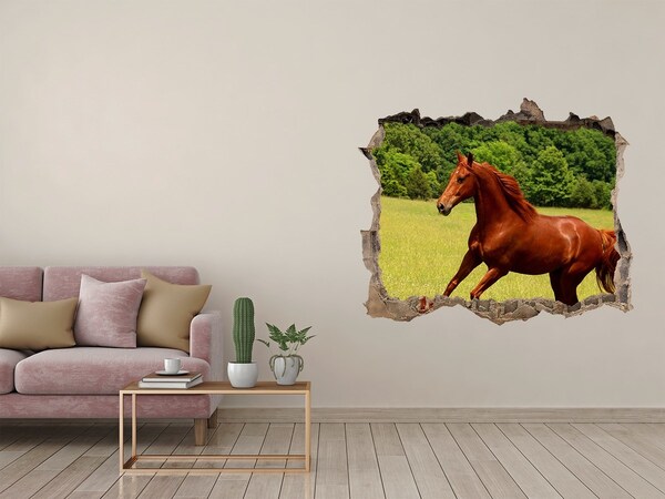 Hole in the wall sticker Galloping Horse in a Scenic Meadow