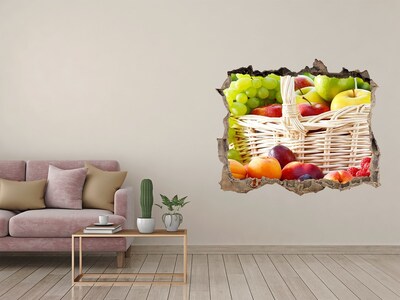 3D wall hole wallpaper A basket full of fruit