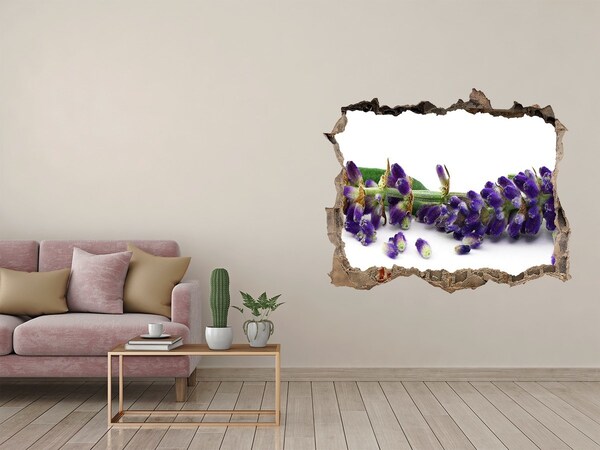 Hole in the wall sticker Lavender flower through a hole in the wall