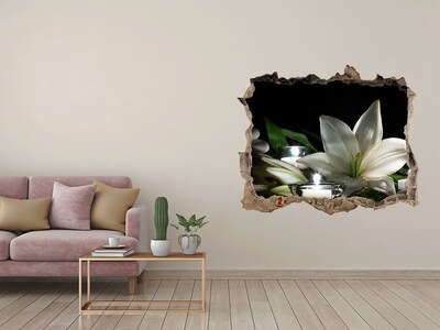 3D wall hole wallpaper A floral oasis of peace