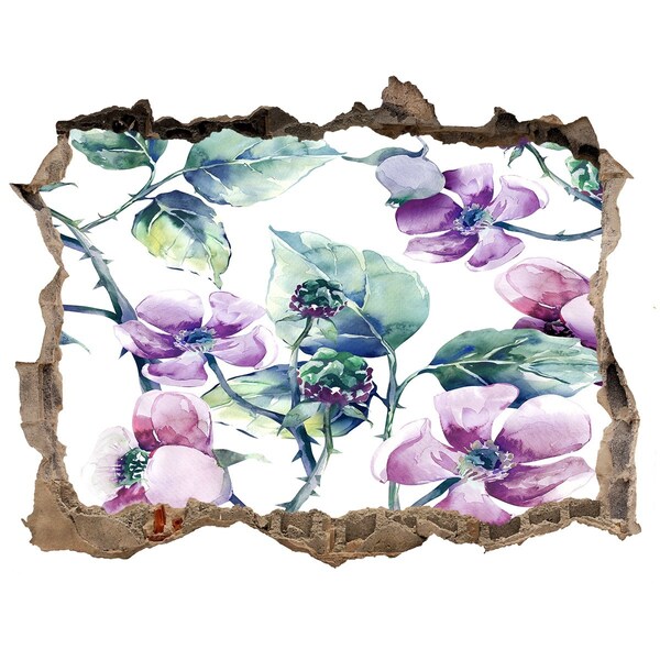 Hole in the wall sticker Floral mural in a damaged wall