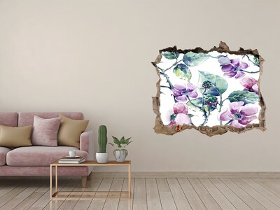 Hole in the wall sticker Blackberry flowers