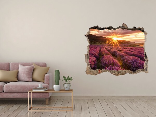 Hole in the wall decal Lavender field at sunset