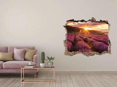 Hole in the wall decal Lavender field at sunset