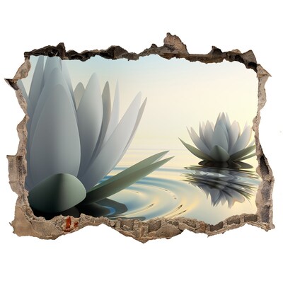 Hole in the wall decal Lotus flowers on the water