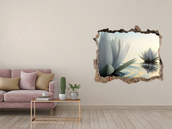 Hole in the wall decal Lotus flowers on the water