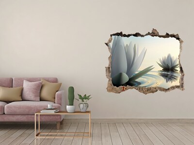 Hole in the wall decal Lotus flowers on the water