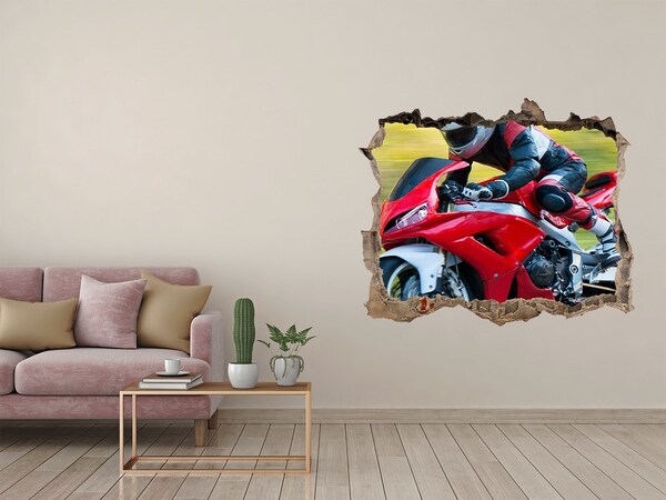 Hole in the wall sticker Motorbike