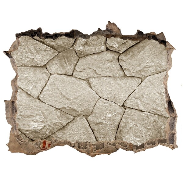 Hole wall sticker Broken wall with stones