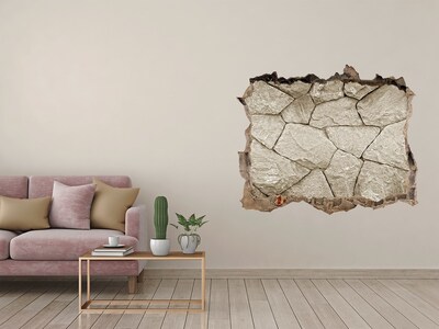 Hole wall sticker Broken wall with stones