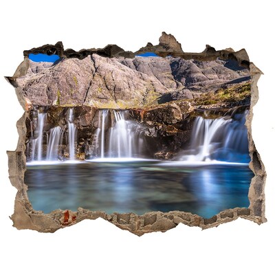 Hole wall sticker Waterfall in the mountains