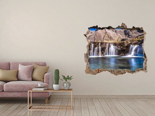 Hole wall sticker Waterfall in the mountains