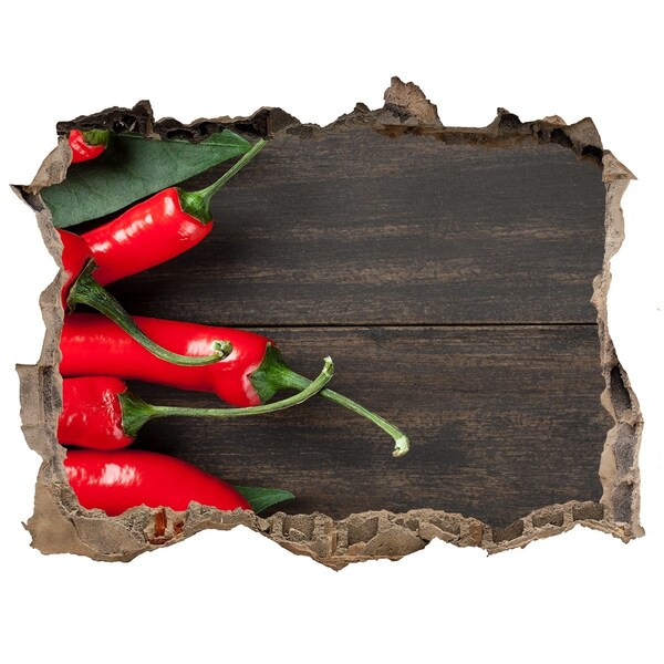 Hole in the wall decal Chili peppers in a damaged wall