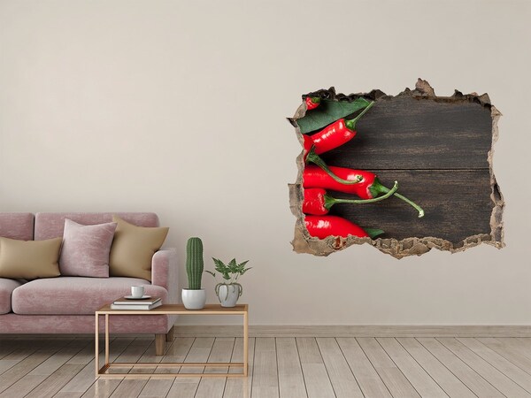 Hole in the wall decal Chili peppers in a damaged wall