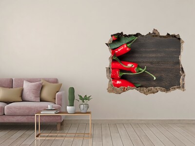 Hole in the wall decal Chili peppers in a damaged wall