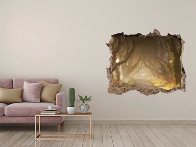 Hole wall sticker A path among the trees