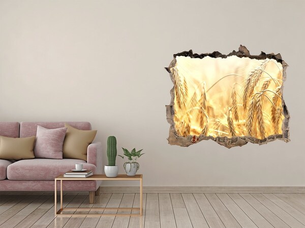 Hole wall sticker Golden wheat fields