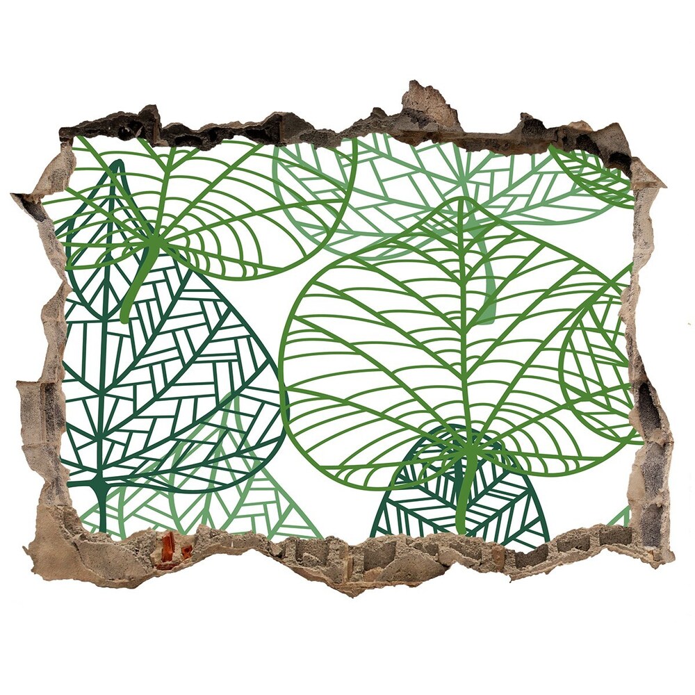 Hole wall sticker Green leaves pattern