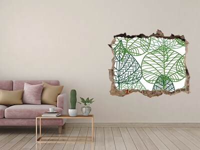 Hole wall sticker Green leaves pattern