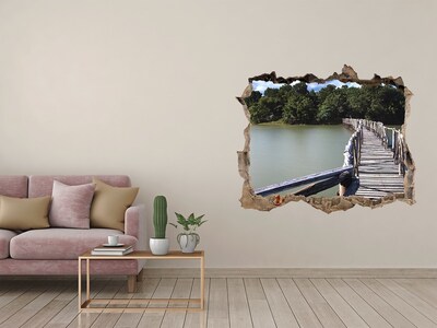 3D wall hole A bridge over the water