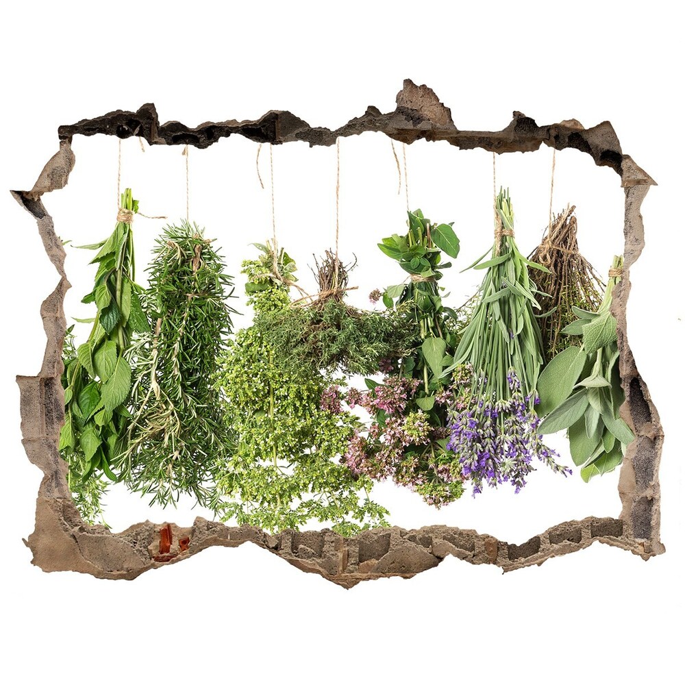 3D wall hole wallpaper Herbs on a string