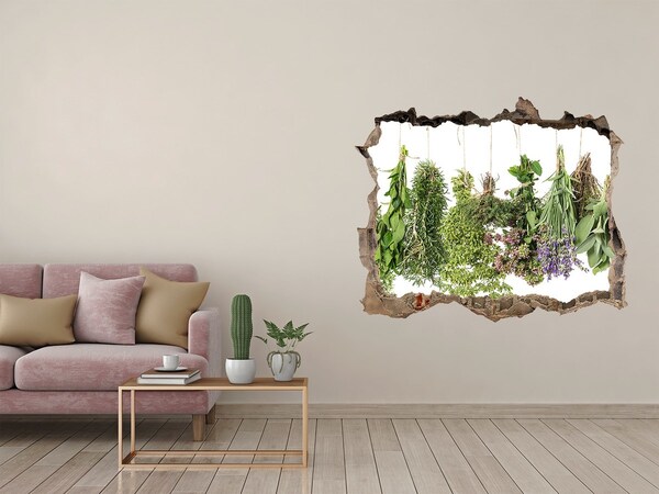 3D wall hole wallpaper Herbs on a string