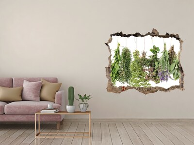 3D wall hole wallpaper Herbs on a string