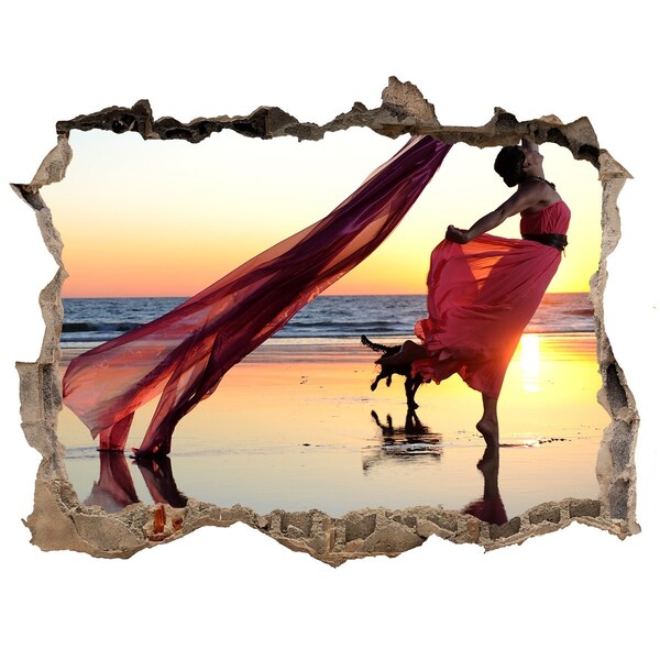 Hole in the wall sticker Dancing on the beach at sunset