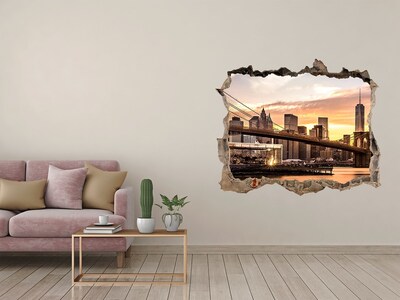 3D wall hole wallpaper Brooklyn bridge