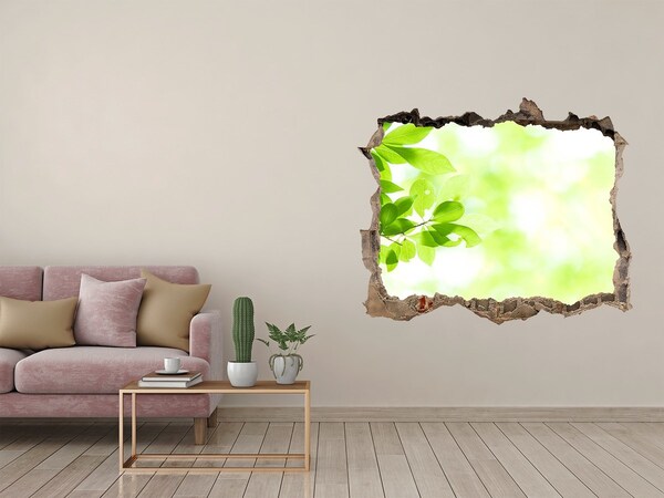 3D wall hole wallpaper Green paradise behind the wall