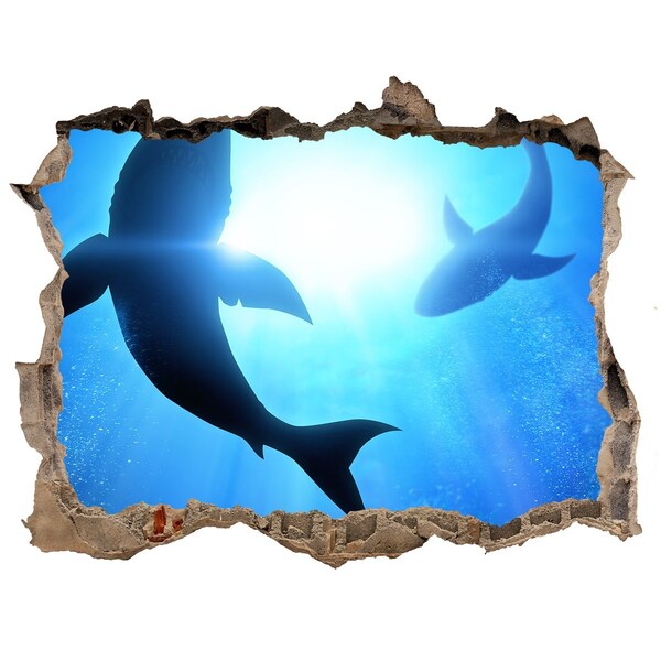 Hole in the wall sticker Underwater world with sharks