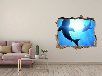 Hole in the wall sticker Two sharks