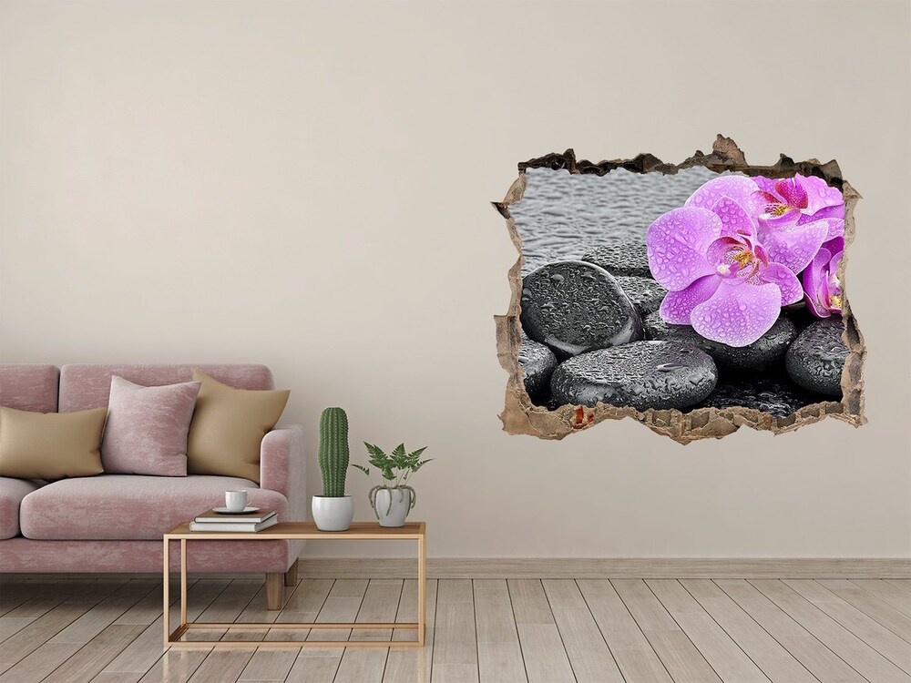 Hole wall sticker Stones orchids