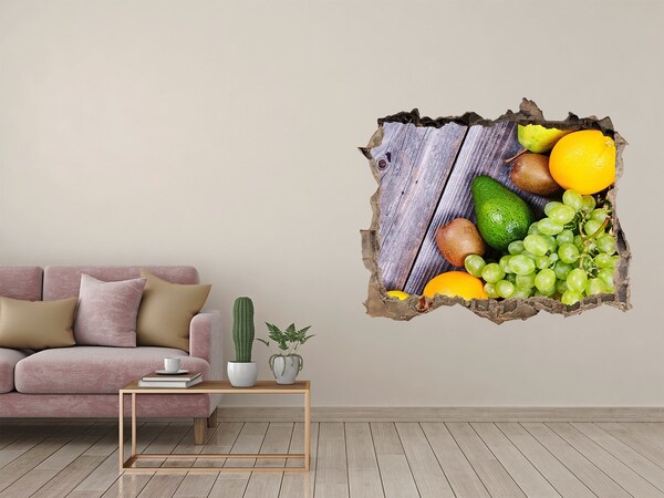 Hole in the wall decal Fruit on wood