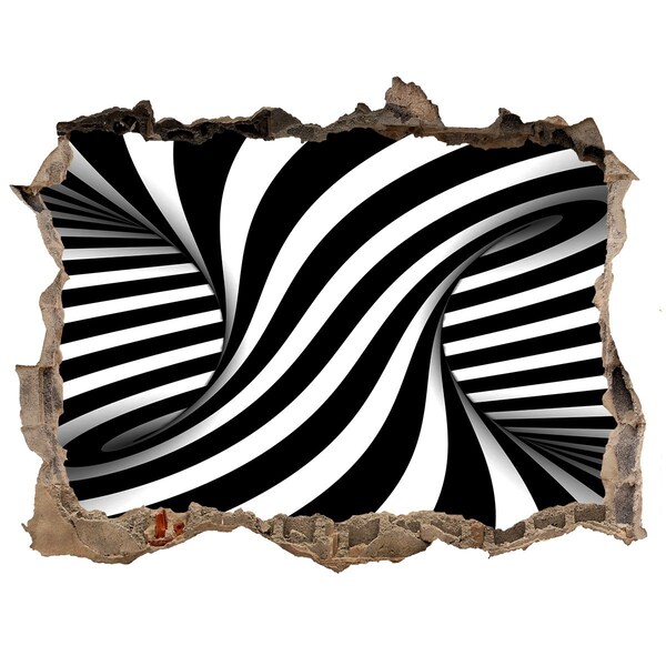 Hole in the wall decal Optical illusion in black and white