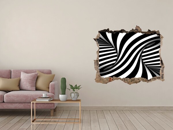 Hole in the wall decal Optical illusion in black and white