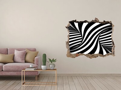 Hole in the wall decal Optical illusion in black and white