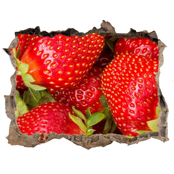 Hole in the wall sticker Juicy strawberries in concrete
