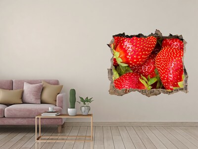 Hole in the wall sticker Juicy strawberries in concrete